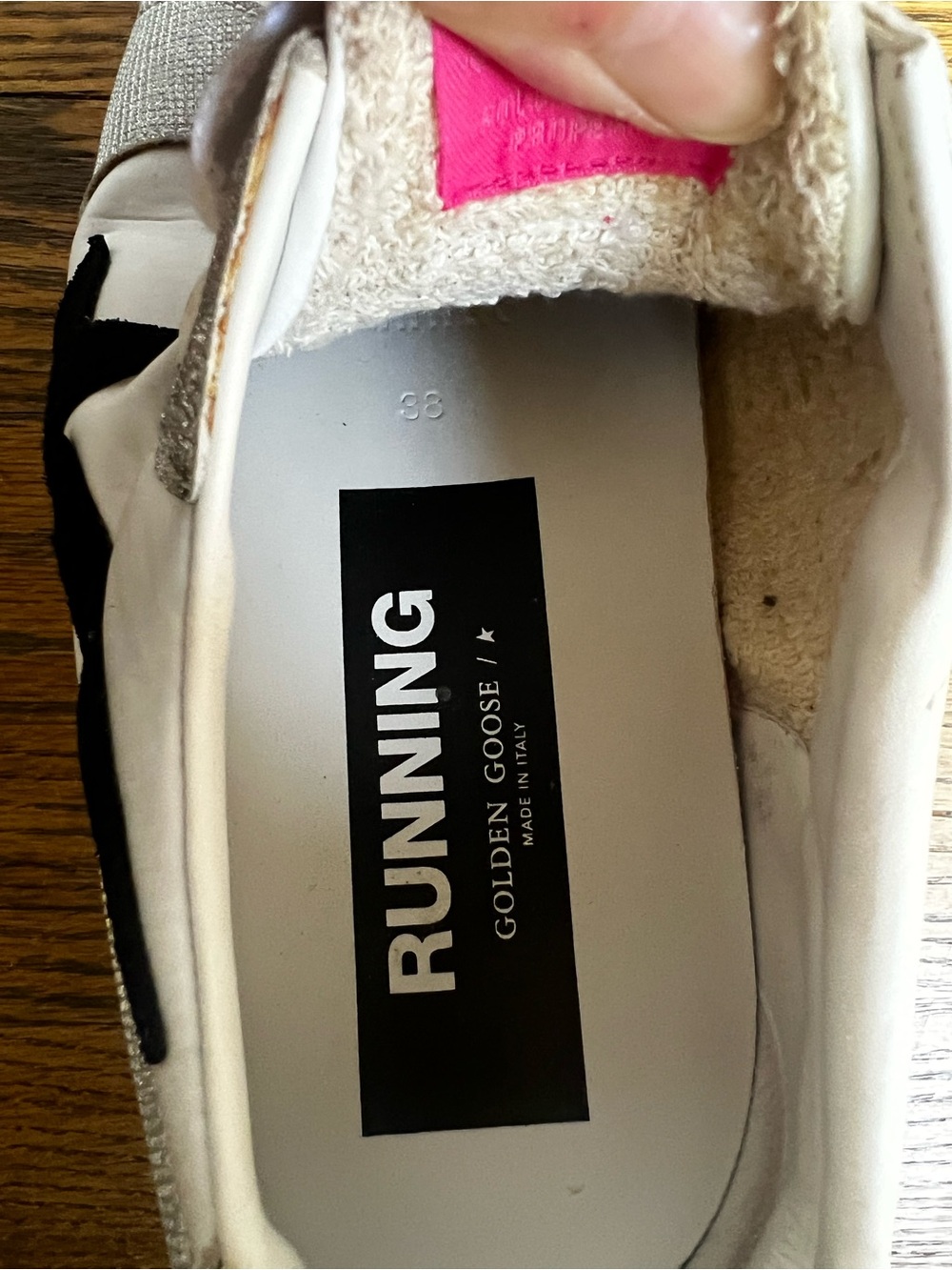Like new Golden Goose Running Silver Glitter Sneaker Black Star 38 - Picture 6 of 7